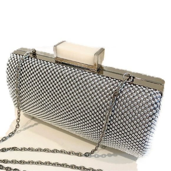 Jessica McClintock Silver Clutch Bag - Picture 1 of 11